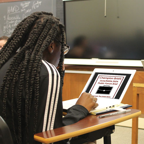 Student using Champion Briefs